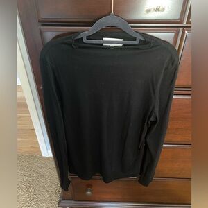 Women’s Black Long-Sleeve mock neck sheer Shirt size large